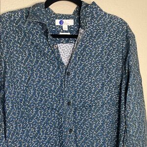 Boden Blue Casual Button Down Shirt with Pattern Slim Fit